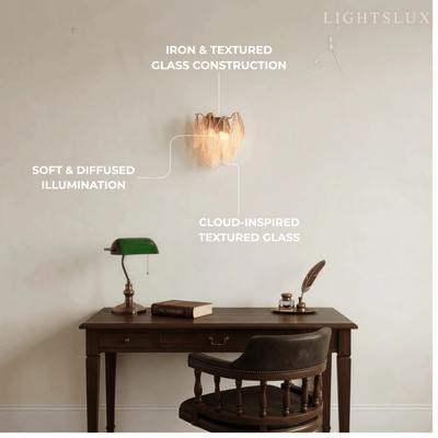 Lunara French Style Wall Lamp – Iron & Glass for Living Room05