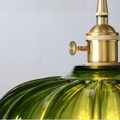 JUN103Velora Vintage Green Glass Pendant Light - Brass Metal for Dining Room