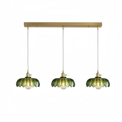 JUN103Velora Vintage Green Glass Pendant Light - Brass Metal for Dining Room