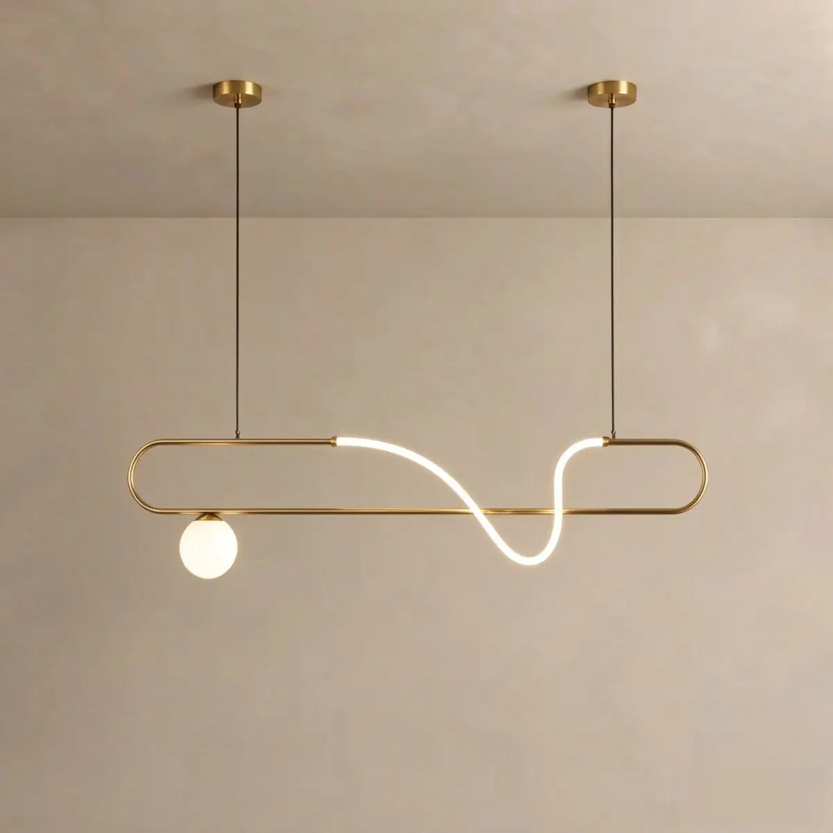 Nebula Modern Silicone LED Pendant Light – Linear Gold for Dining BT1