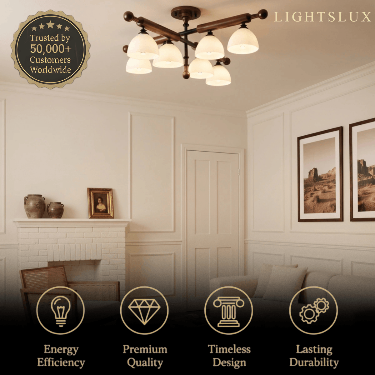 Nebula Modern Wood and Glass Ceiling Light – Walnut Round for Entryway an