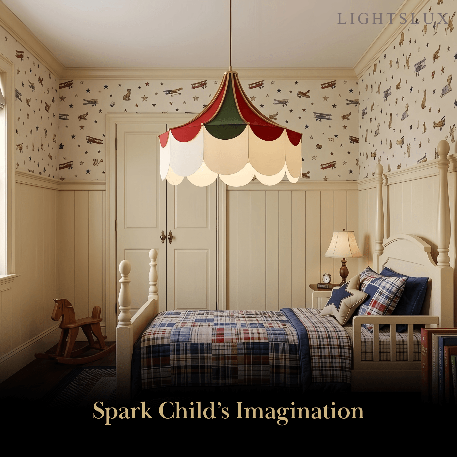 Vivara Pendant Light – Multicolor Metal and Fabric for Kids' Room