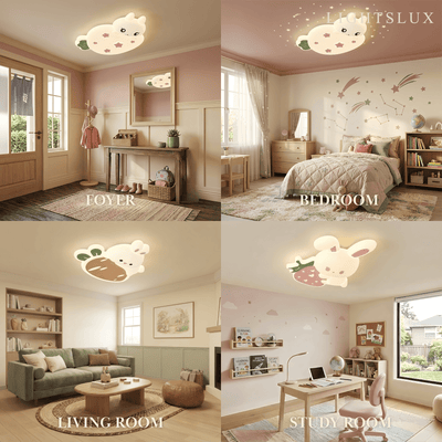 Vivara Cartoon Ceiling Lamp -- Iron & PE White for Bedroom Indoor