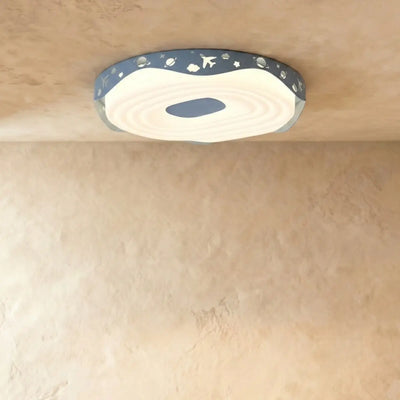 Morandia Blue Modern Round Ceiling Light -- Iron & PE Flush Mount for Bedroom