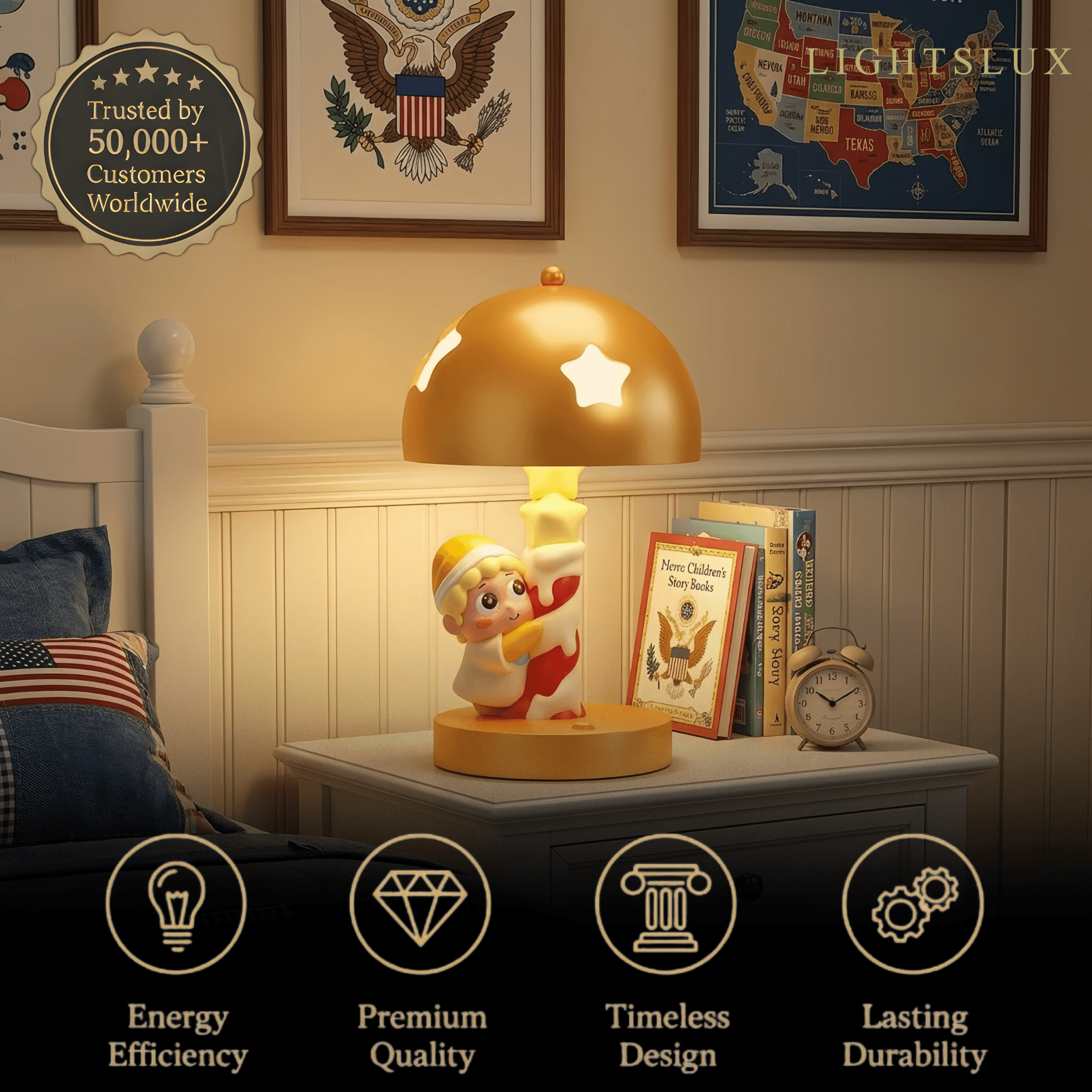 Cartoon Table Lamp --Cute Resin Night Light for Kids Room 