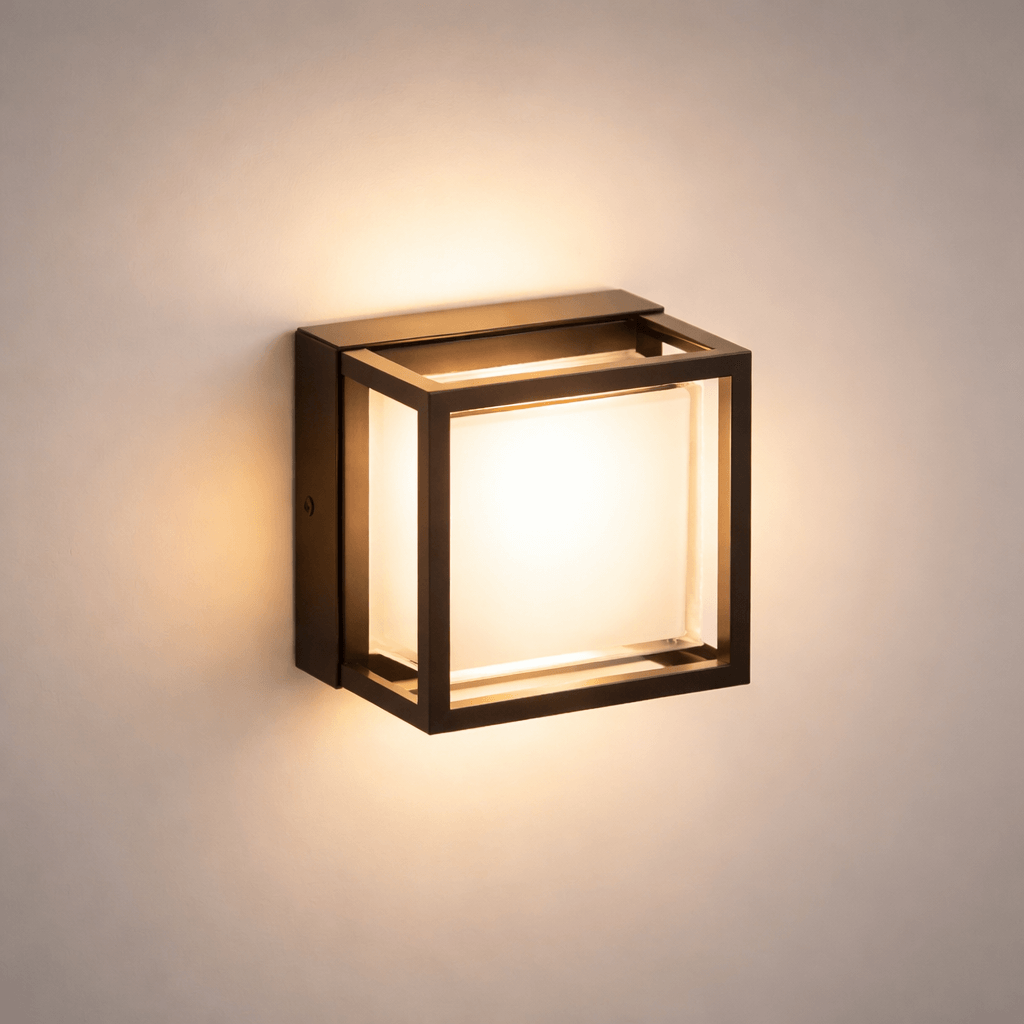 Geometric Matte Black Outdoor Wall Light – Modern LED Sconce for Patio & Entryway
