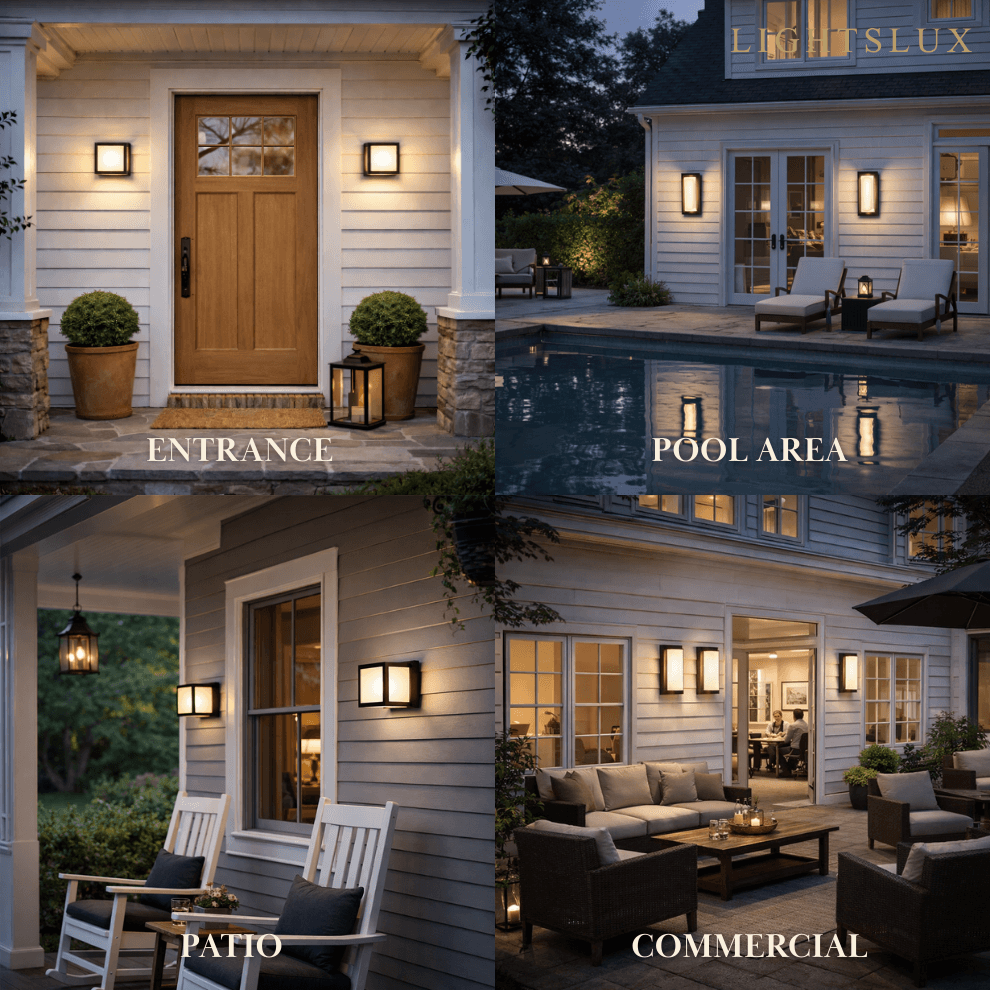 Geometric Matte Black Outdoor Wall Light – Modern LED Sconce for Patio & Entryway