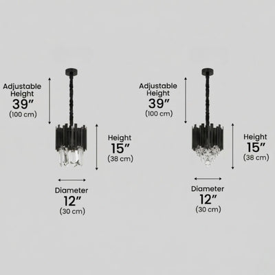 Modern Obsidian Mini Pendant Light with Crystal Detail