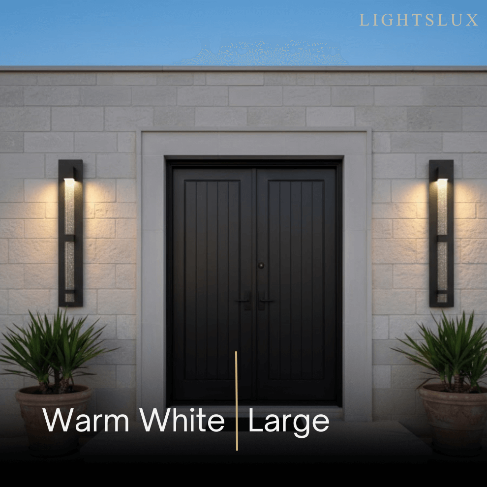 Modern Outdoor Wall Sconce – Black Stainless Steel Crystal Accents Starry Glow for Entryway