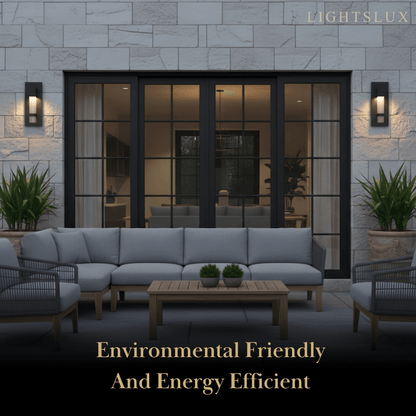 Modern Outdoor Wall Sconce – Black Stainless Steel Crystal Accents Starry Glow for Entryway