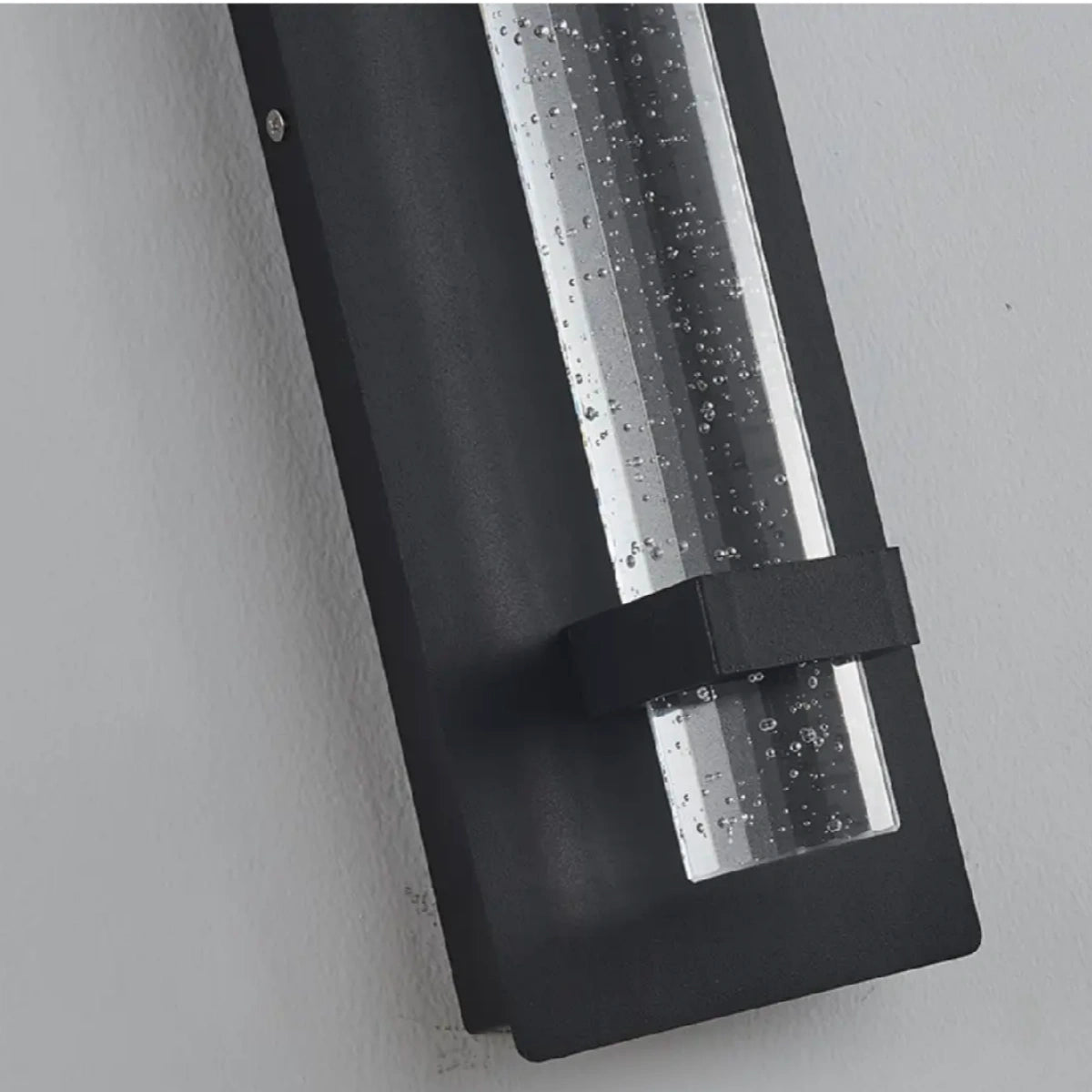 Arcato Modern Outdoor Wall Sconce – Black Stainless Steel Crystal Accents Starry Glow for Entryway