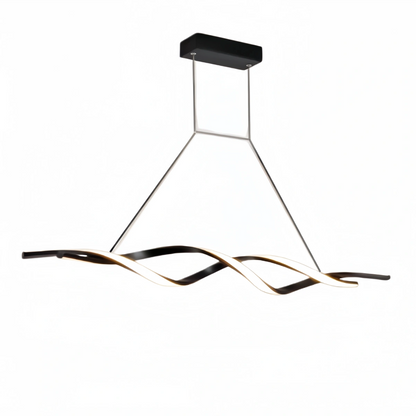 Arcato Modern Wave Design Pendant – Matte Black LED for Dining Room/Kitchen Island
