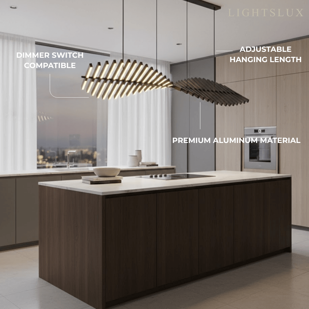 Modern Adjustable Stacked Pendant Light – Black Ash Iron Acrylic Aluminum for Kitchen Island