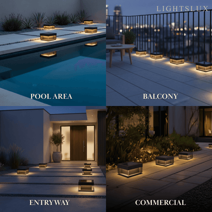 Modern Solar Rectangle Ground Light – Stainless Steel Pathway & Garden Light