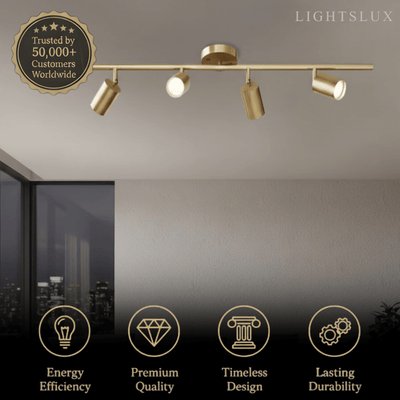 Minimalist Linear Track Light – Brushed Gold/Matte Black for Living/Study Room