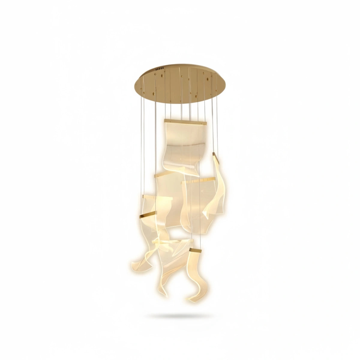 Excelis Royal Leaf-Layered Chandelier – Acrylic in Metallic Gold or Black Ash Dimmable