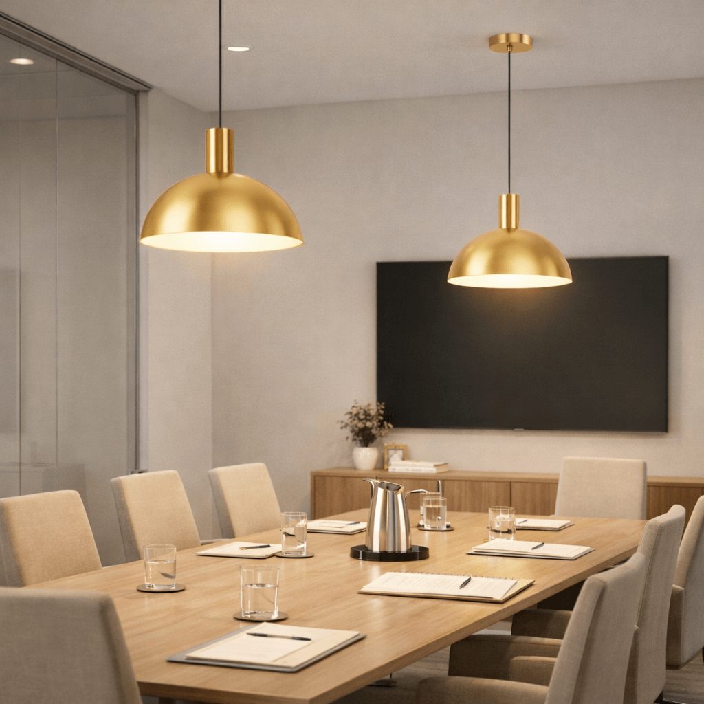 Mid-Century Pendant Light – Solid Brass in Brushed Gold/Black Matte for Dining Room