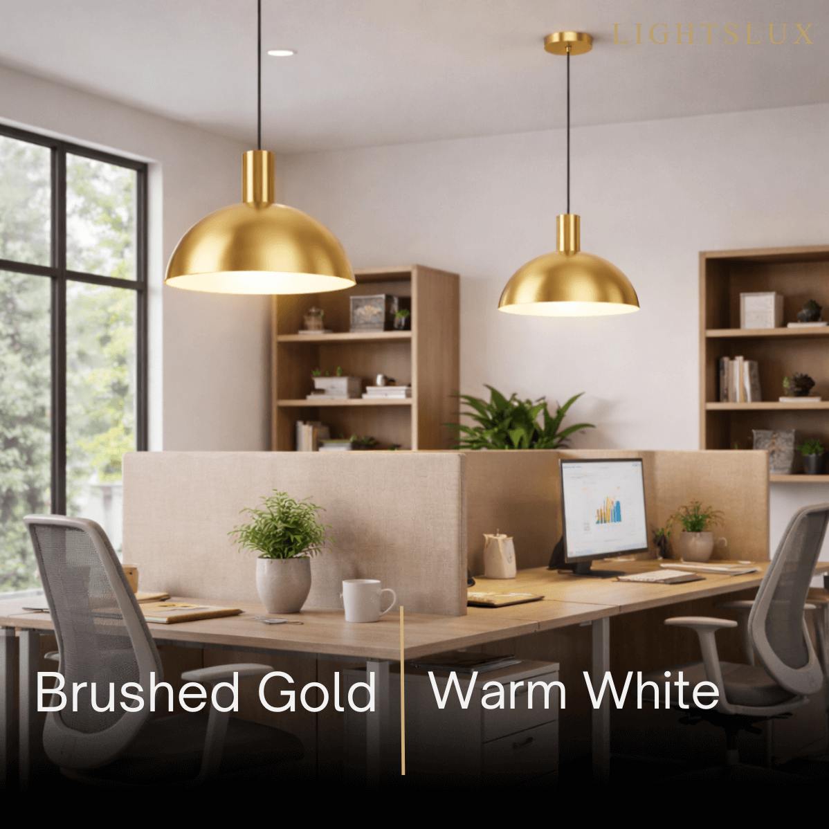 Mid-Century Pendant Light – Solid Brass in Brushed Gold/Black Matte for Dining Room