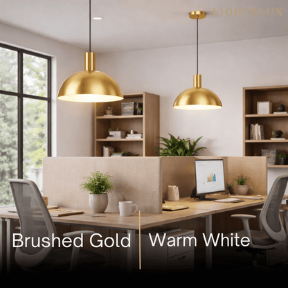 Mid-Century Pendant Light – Solid Brass in Brushed Gold/Black Matte for Dining Room