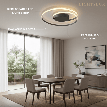 Ceiling Light – Black Ash Iron & Silica Gel Surface Mount for Bedroom