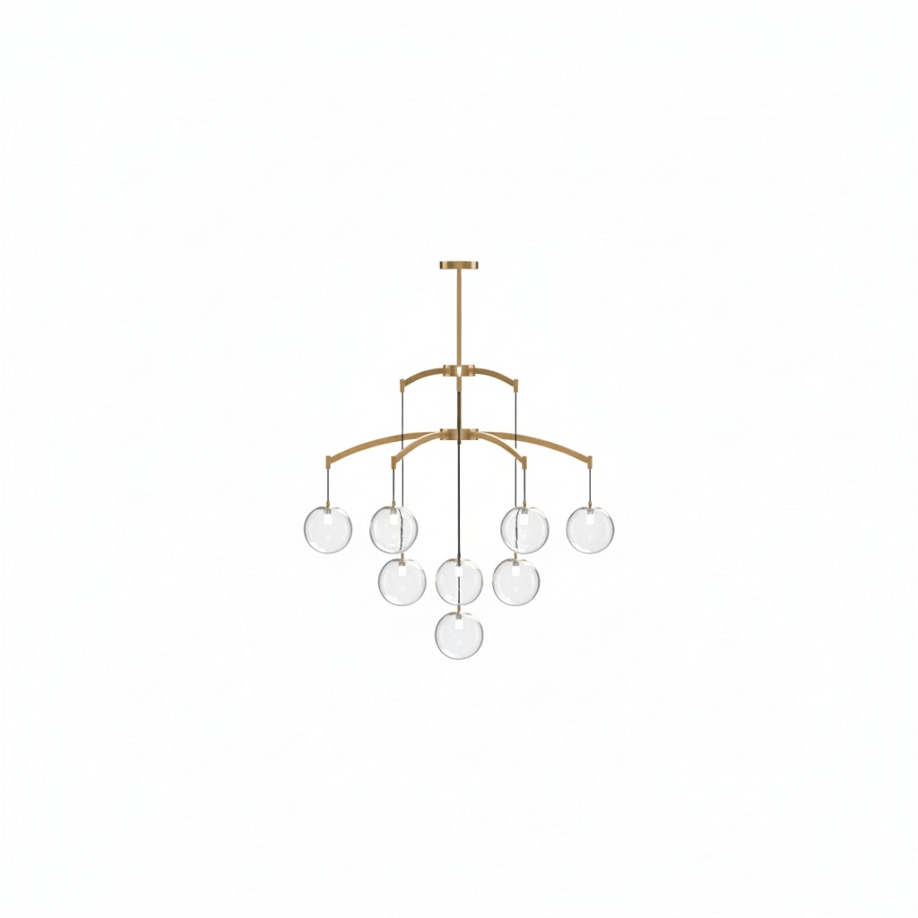 Royal Globe Chandelier – Solid Brass Brushed Gold Dimmable for Living Room