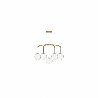 Royal Globe Chandelier – Solid Brass Brushed Gold Dimmable for Living Room