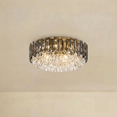 Excelis Luxury Crystal Flush Mount Chandelier – Smoky/Clear 