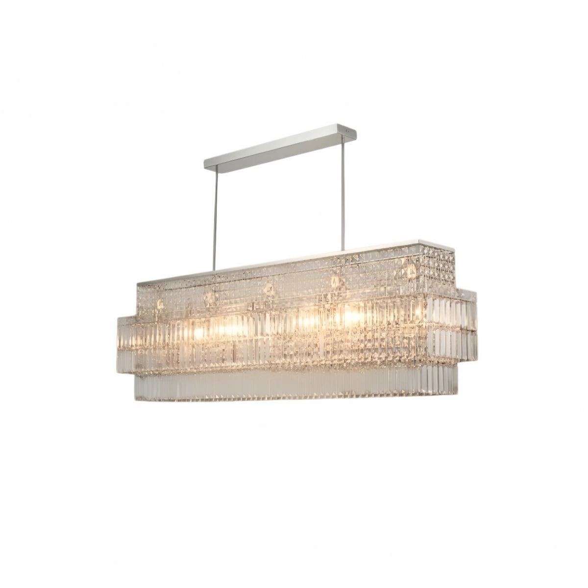 Excelis Royal Cascade Crystal Chandelier – Brushed Stainless Steel in Chrome/Gold Living Room