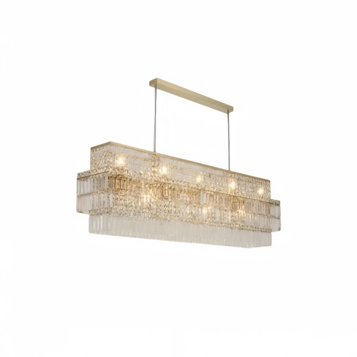 Excelis Royal Cascade Crystal Chandelier – Brushed Stainless Steel in Chrome/Gold Living Room