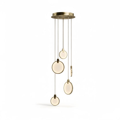Excelis Modern Marble Orb Staircase Chandelier – Suspended Spheres on Stainless Steel Staircase