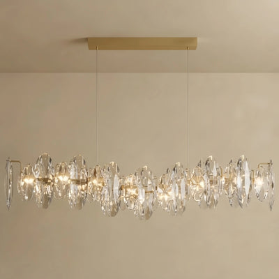  Pendant – Gold & Smoky Grey with Clear Crystals for Dining Room