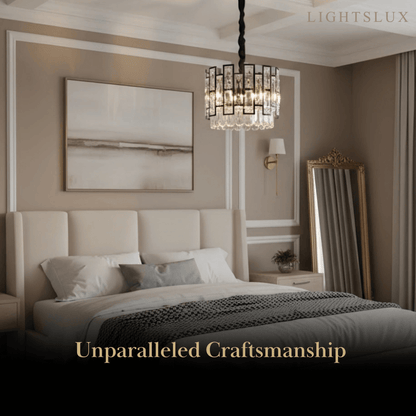 Modern Pendant Light -- Crystal & Black Metal for Dining Room