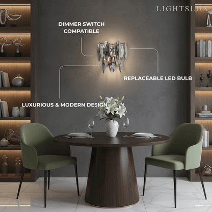 Modern Luxury Crystal Wall Sconce – Smoky Grey & Gold with Clear Crystals for Indoor