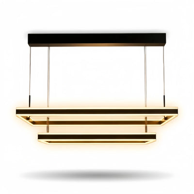 Arcato Modern Tiered Square Chandelier – Aluminum Acrylic Black Ash for Living Room