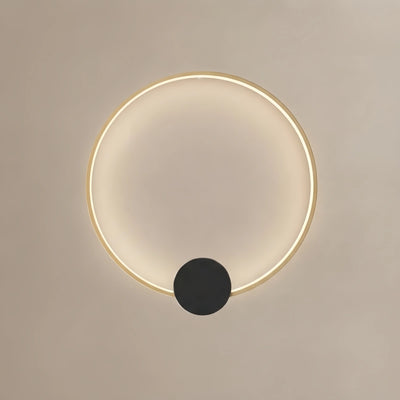 Minimalist Sun Copper Wall Light – Matte Black Adjustable Brightness for Bedroom