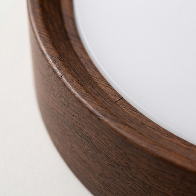 Zenno Modern Flush Mount Ceiling Light – Walnut White Metal Acrylic for Bedroom