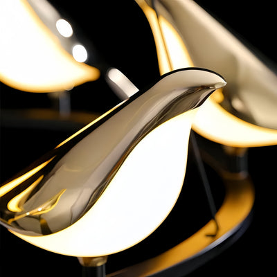 Modern Bird Chandelier – Gold Acrylic Magpie Design