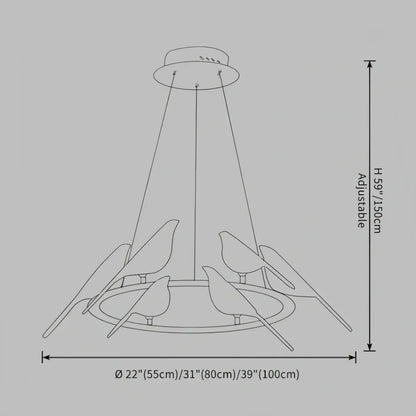 Modern Bird Chandelier – Gold Acrylic Magpie Design_