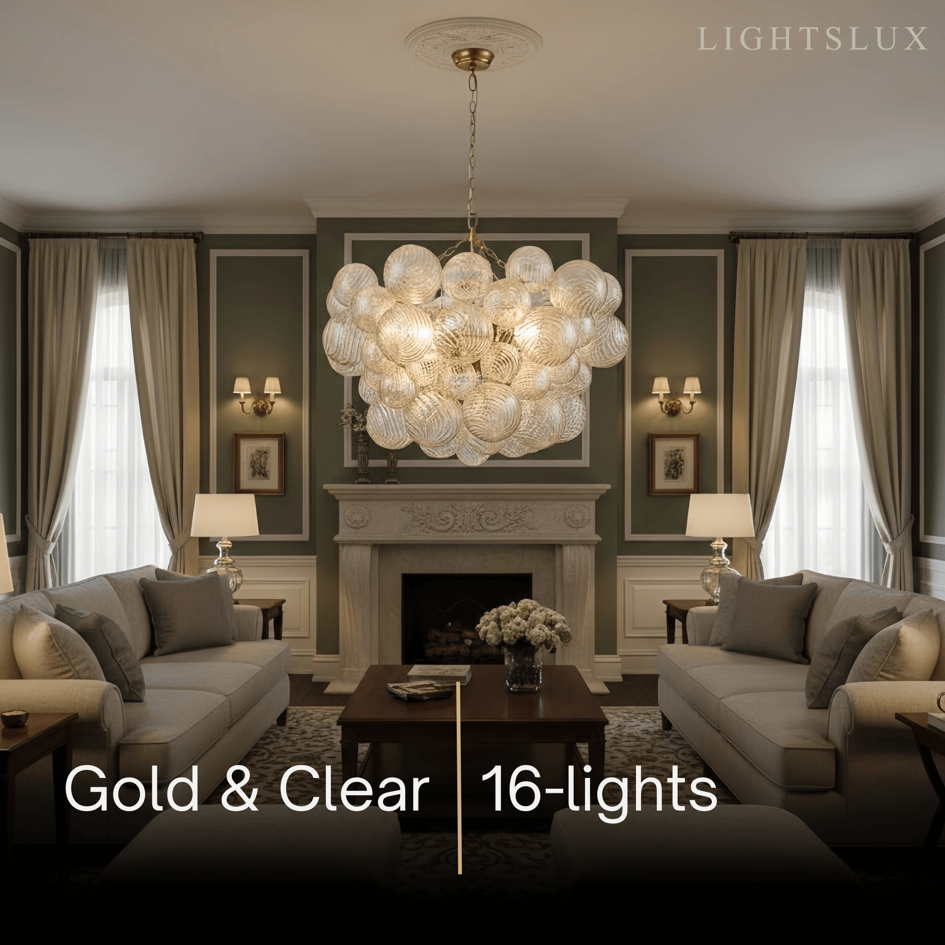 Modern Chandelier – Bubble Etched Glass 