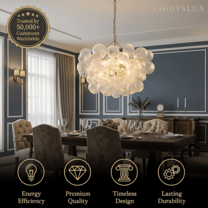 Modern Chandelier – Bubble Etched Glass 