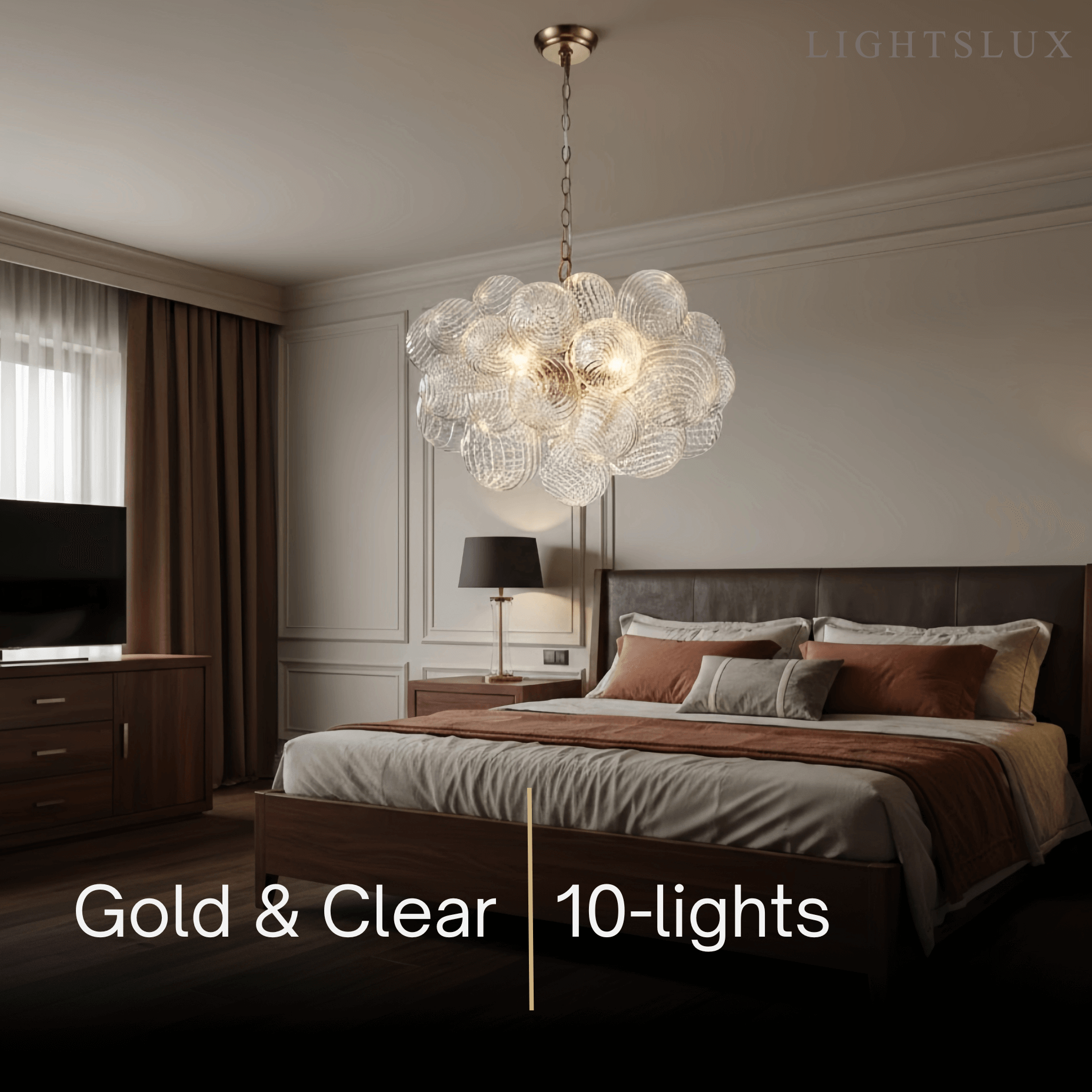 Modern Chandelier – Bubble Etched Glass 