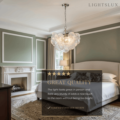 Modern Chandelier – Bubble Etched Glass 