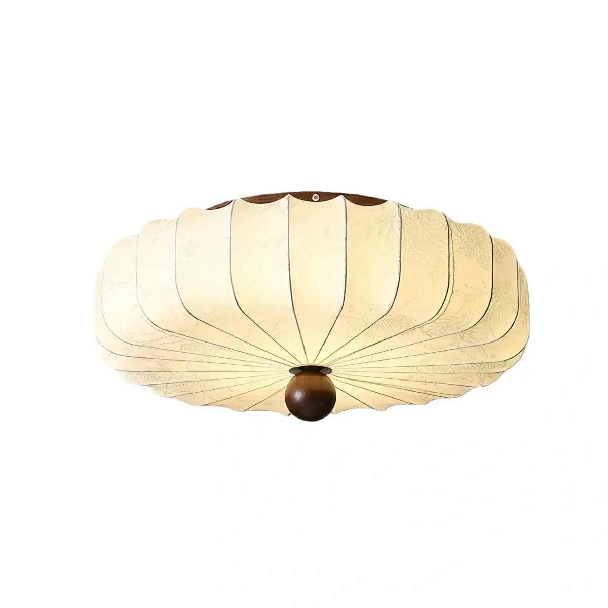 Modern Ceiling Light – Fabric Petal Floral Pattern Wood Accents