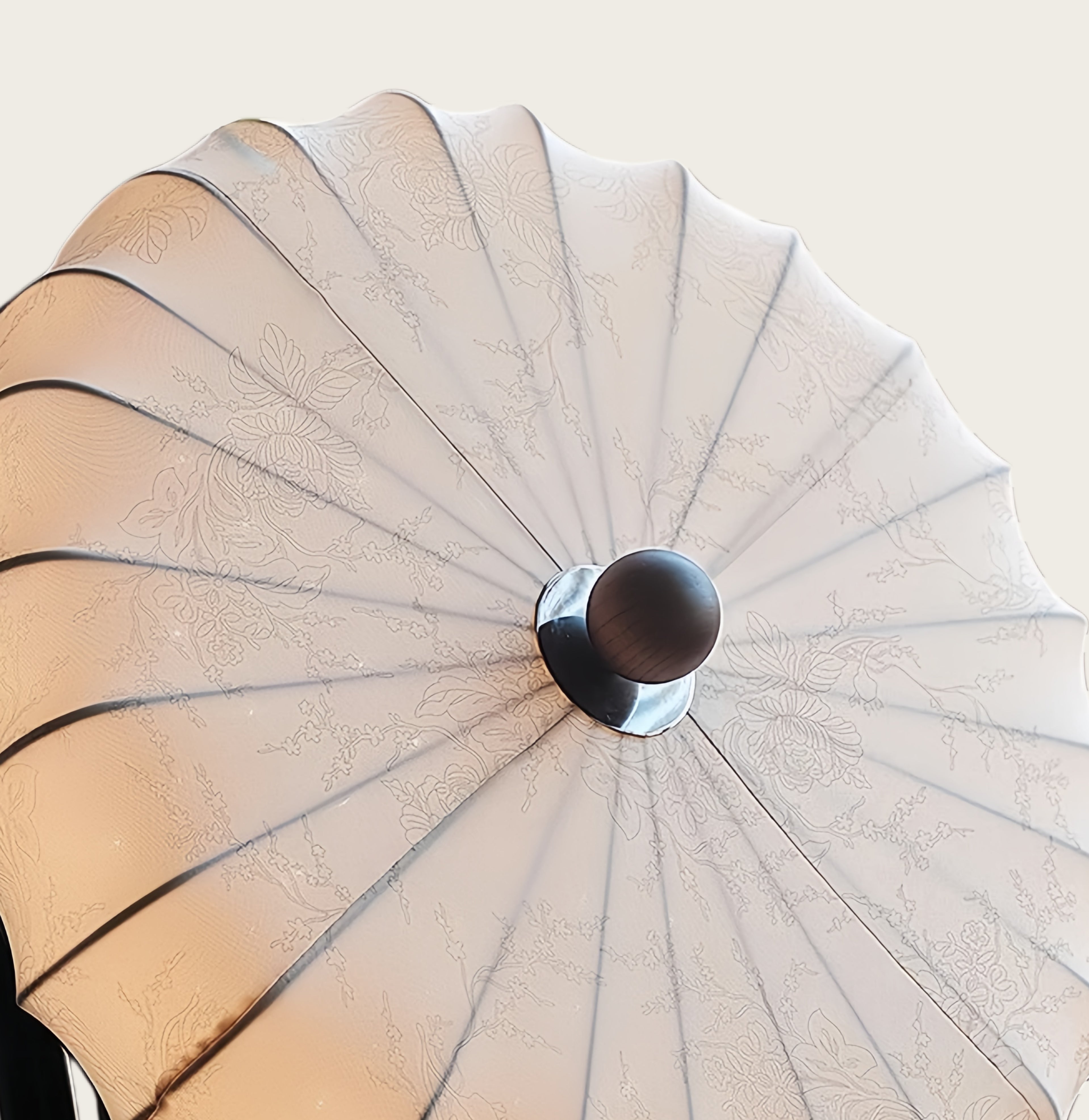 Modern Ceiling Light – Fabric Petal Floral Pattern Wood Accents