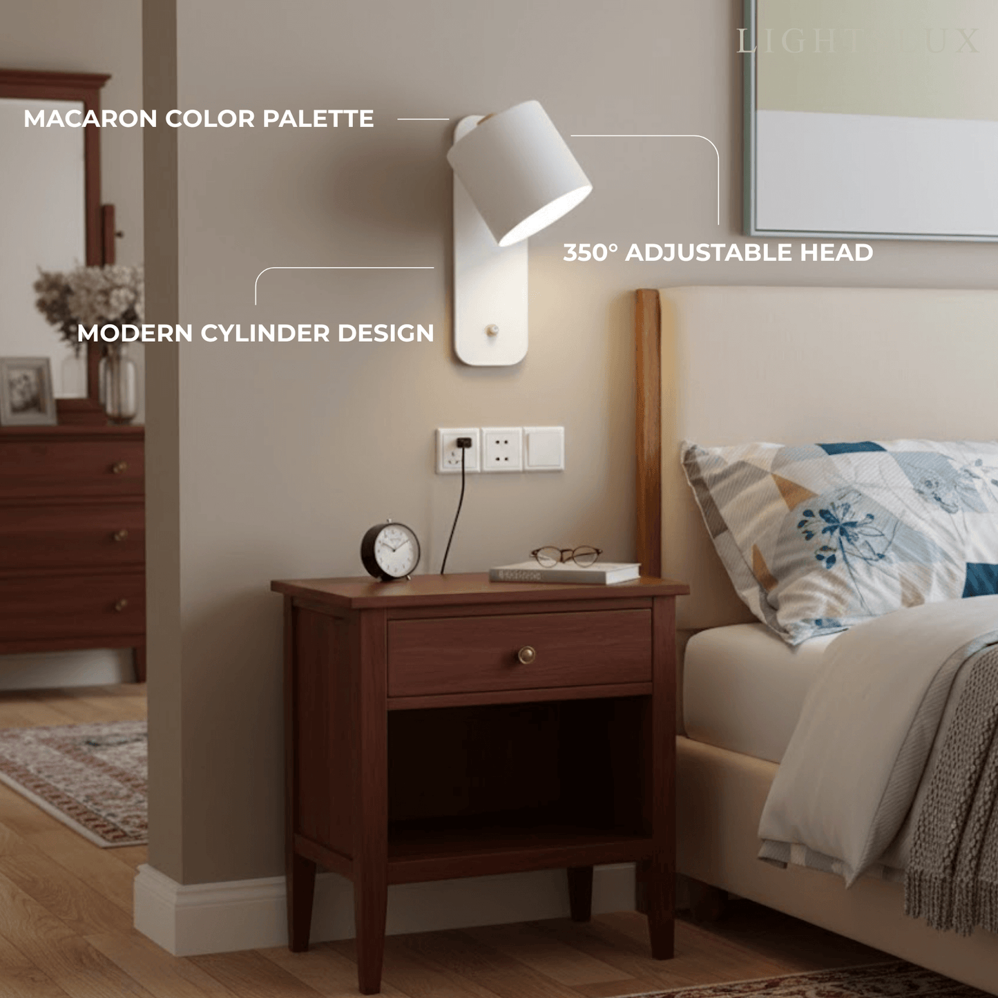 Modern Wall Lamp – Rotatable Cylinder Macaron Color Palette