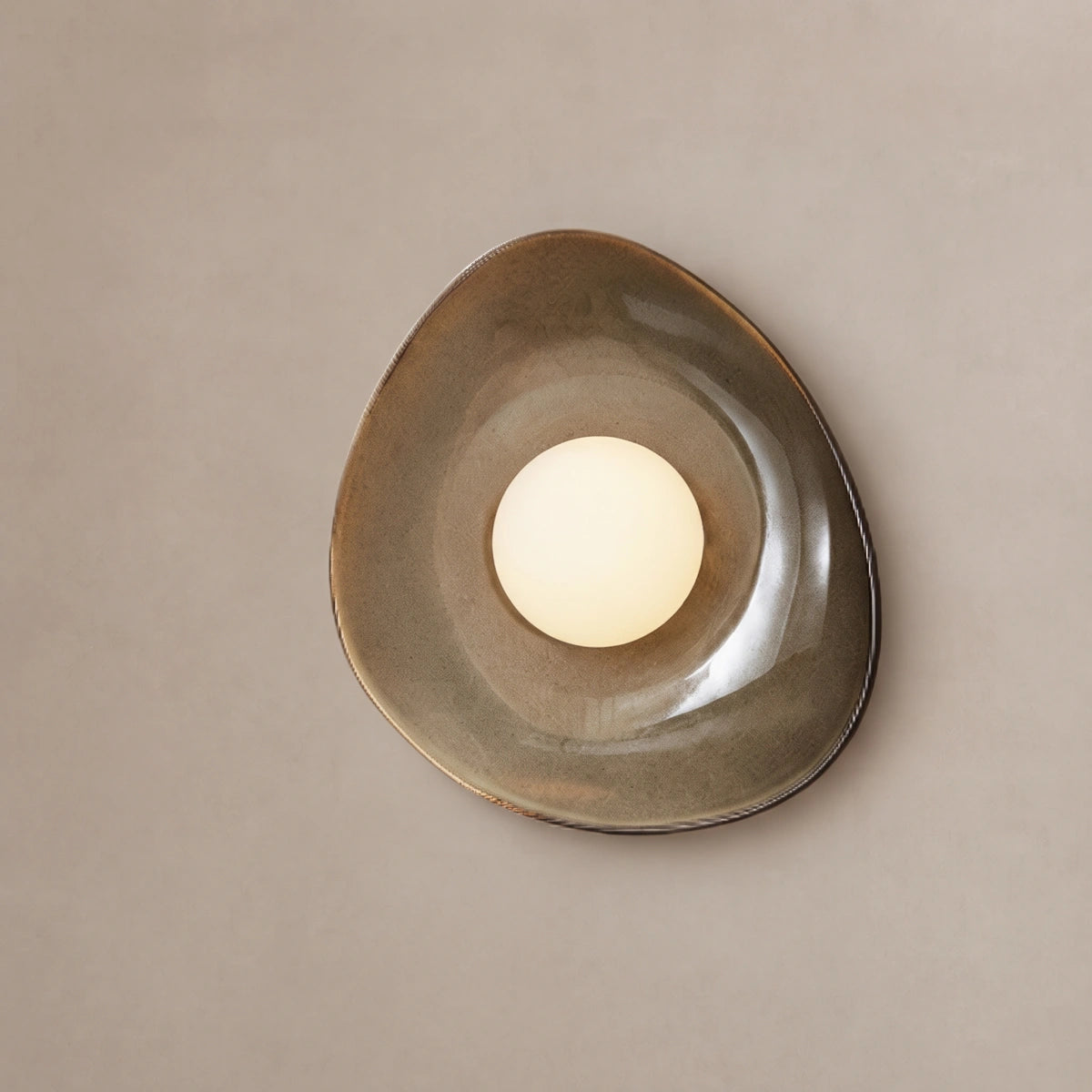 Modern Organic Wall Light — Handcrafted Ceramic & Translucent Glass for Living Room
