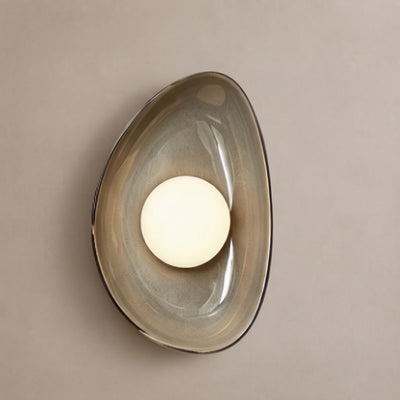 Modern Organic Wall Light — Handcrafted Ceramic & Translucent Glass for Living Room