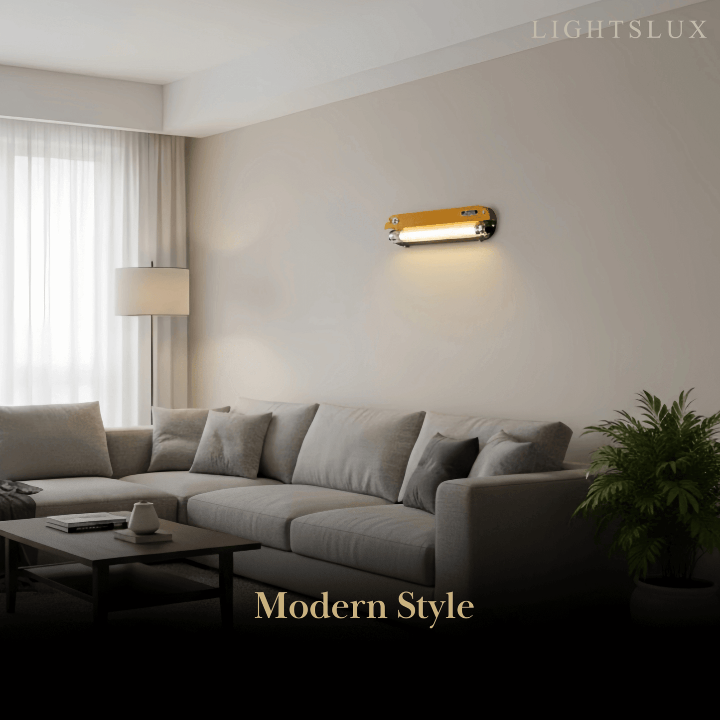 Vintage Industrial Wall Light — Amber Metal Tubular LED