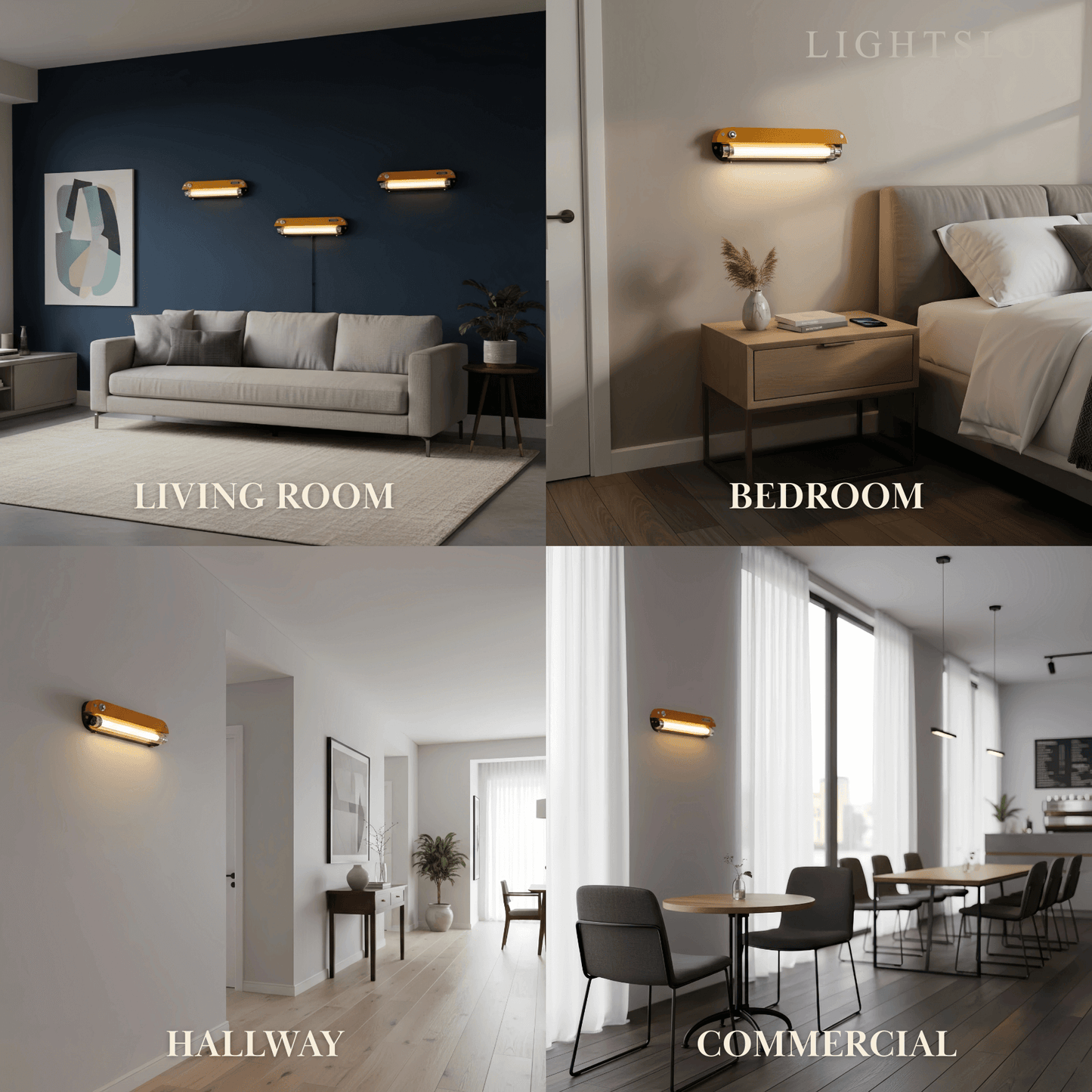 Vintage Industrial Wall Light — Amber Metal Tubular LED