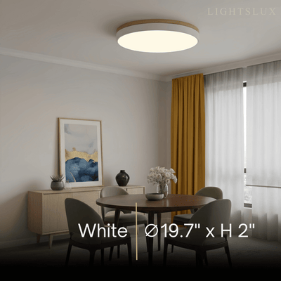 Minimalist Circular Ceiling Lamp — Wood & Matte Grey Frame 